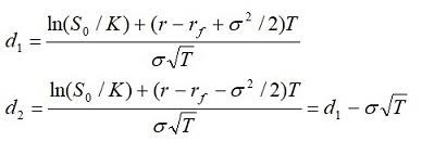 Black Scholes formula